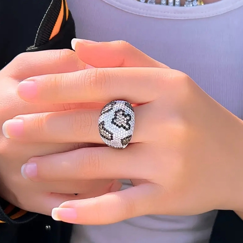 Leopard Print CZs & Silver Ring
